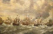 willem van de velde  the younger, Episode from the Four Day Battle at Sea, 11-14 June 1666, in the second Anglo-Dutch War